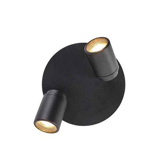 QAZQA ducha - Moderne Plafondlamp voor badkamer - 2 lichts - Ø 200 mm - Zwart - - QAZQA