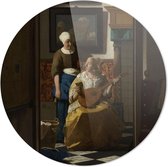 De liefdesbrief | Johannes Vermeer | Rond Plexiglas | Wanddecoratie | 80CM x 80CM | Schilderij | Oude meesters | Foto op plexiglas