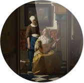 De liefdesbrief | Johannes Vermeer | Rond Plexiglas | Wanddecoratie | 40CM x 40CM | Schilderij | Oude meesters | Foto op plexiglas