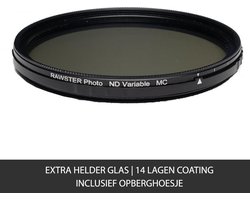 RAWSTER Photo • Variabel ND / Grijsfilter ND2-ND400 (2-8 stops) • 77mm • Slim frame • Multi-coated