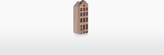 Wooden Amsterdam Amsterdams Grachtenpand - Amstel 101 - Walnoot - Product Grootte: S (3.2 x 10.2 x 3.6 cm)
