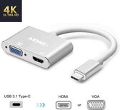 Usb-c naar HDMI VGA adapter | 2 in 1 type-c to VGA en HDMI-HUB | usb c | 4K | Thunderbolt 3 | Compatible Apple Macbook | Chromebook | IMAC | Surface | XPS | Dell | Lenovo | Samsung