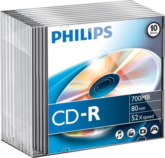 Philips CR7D5NS10 - CD-R 80Min - 700Mo - Speed 52x - Slimcase - 10 pièces