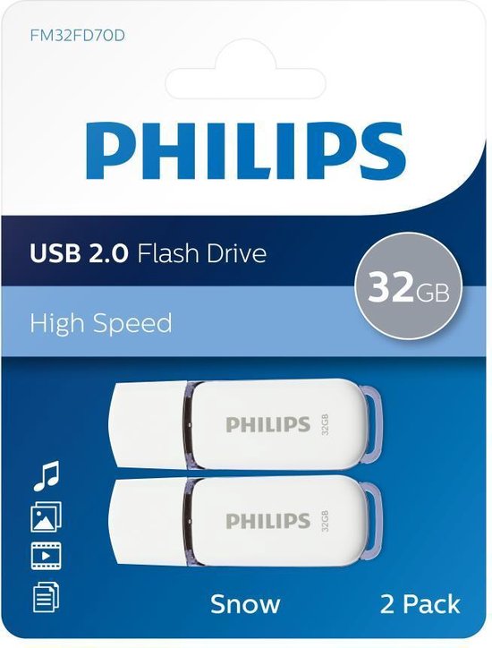 Philips FM32FD70D - USB 2.0 32GB - Snow Edition - Grijs - 2 stuks - Philips
