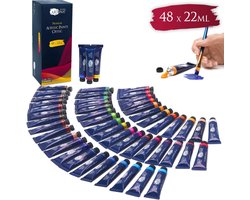 Artina Acrylverf Set 48 Tubes à 22ml - Premium Acrylverfen - Acrylverfset voor Schilderen voor Schilderen van Schilderijen op Schildersdoeken