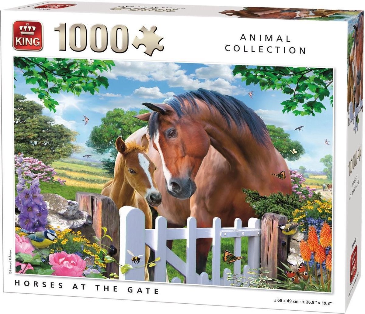 King 1000 Stukjes (68 x 49 cm) - Horses at Gate - Legpuzzel - Paarden | bol.com