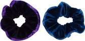 Jessidress Srunchies met glitters Haar Elastieken van velours - Blauw/Paars