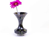 Zwarte Vaas van Glas Bloemenvaas 22 cm.