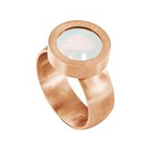 Quiges Dames Ring RVS Roségoudkleurig Mat met Opaal Mini Coin - SLSRS56217