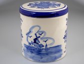 Pot de rangement avec couvercle - Pot à gaufres - Bleu de Delft - Hollande - Peint à la main