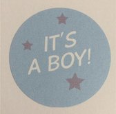 Geboorte sticker zegel jongen geboren - It's a Boy & Lichtblauw Sluitsticker - Sluitzegel | Geboortekaart - Envelop | Girl | Envelop sticker | Cadeau - Gift - Cadeauzakje - Traktat