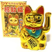 Porte-bonheur maniant chat porte-bonheur japonais -maneki neko 11x16x8 cm doré.