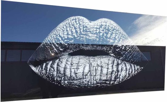 Silver metallized female lips | mm glas schilderij | x 70 cm | Incl. Blind... | bol.com