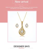 Robas Stainless steel goudkleurige sieradenset bezet met  kristallen , bestaande uit een halsketting met hanger en oorbellen.