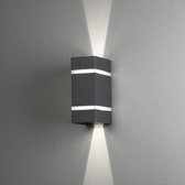 Konstsmide - Cremona PowerLED 230V wand flush 19,5cm antraciet - instelbare lichtbundels