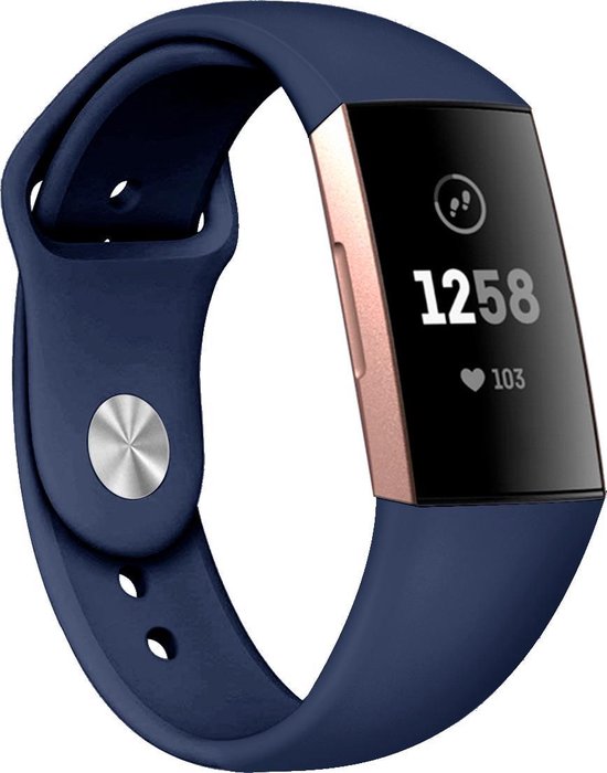 Zacht Siliconen Bandje Sportbandje Fitbit Charge 3 4 Plosband Navy Blue bol
