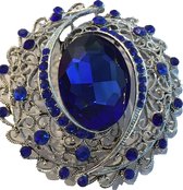 Petra's Sieradenwereld - Broche blauw zilverkleurig met strass