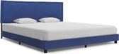 Bedframe Blauw Stof (Incl LW Led klok) 160x200 cm - Bed frame met lattenbodem - Tweepersoonsbed Eenpersoonsbed