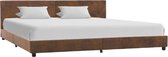 Bedframe Bruin Kunst Suède Leer (Incl LW Anti kras Vilt) 180x200 cm - Bed frame met lattenbodem - Tweepersoonsbed Eenpersoonsbed