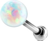 Helix piercing opal bal inwendig schroefdraad ©LMPiercings