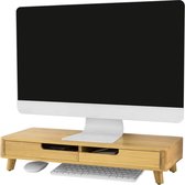 Simpletrade Monitor standaard - Monitor verhoger - 2 lades - Bamboe - 56x12x23 cm