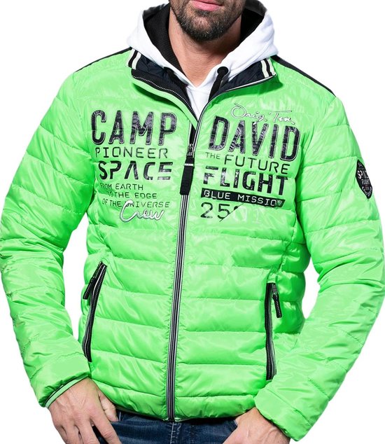 Camp David gewatteerde jas met labelapplicaties, groen uit de ""Space  Flight"" collectie" | bol.com