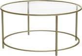 MIRA Home - Salontafel rond - Klassiek - Salontafel glas - Elegant - Doorzichtig - Metaal - Goud - 45x15x10