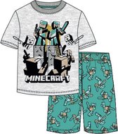 Minecraft pyjama korte mouw - grijs - maat 116 / 6 jaar