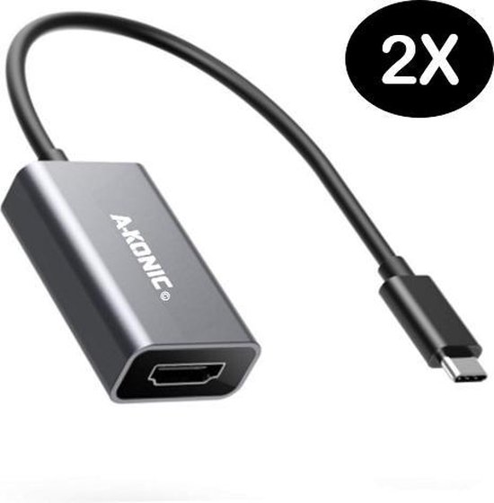 Foto: Usb c naar hdmi adapter set van 2 stuks usb c hub 4k type c to hdmi converter thunderbolt 3 compatible apple macbook chromebook imac surface xps dell lenovo samsung hp spacegrey a konic 