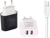 Olesit 3.1A 15.5W Fast Charge Adapter 2 Poort Lader Snellader Lightning Oplader 2 Poorten met 1 Meter Kabel lightning -Wit  – Geschikt voor iOS Smartphones / iOS Tablets