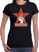 Revolution / rode ster communistische t-shirt zwart voor dames XS