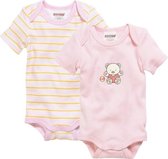 Playshoes Schnizler set 2 rompers korte mouw beertje roze