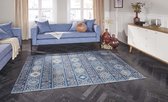 Kelim vloerkleed Anatolian Elle Decoration - saffierblauw 80x200 cm