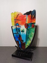 Sampaguita vaas rond met oog - decoratieve schaal - glazen schaal - fruitschaal - mond geblazen glas - handgemaakt glas - glaswerk - glas - kunst