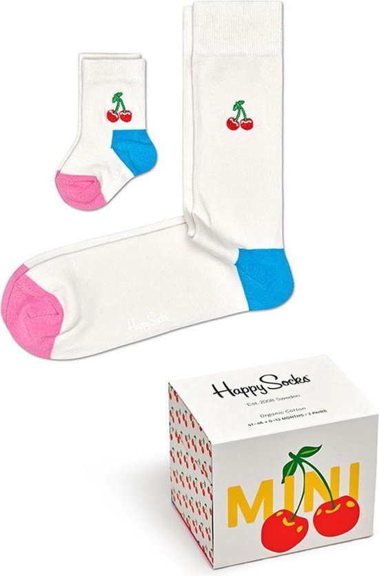 Happy Socks - Dames - Happy Socks Mini Me Cherry - Wit - 36-40 | bol.com