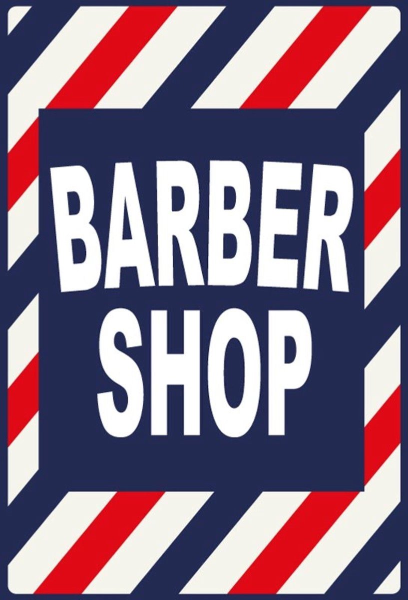 Wandbord Barber Shop Gebolde Duitse Kwaliteit 20x30cm 3685