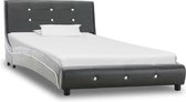 Bedframe Grijs Kunstleer (Incl LW Anti kras Vilt) 90x200 cm - Bed frame met lattenbodem - Tweepersoonsbed Eenpersoonsbed