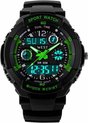 foto van West Watch – multifunctioneel kinder sport horloge - model Storm – Chronograaf – Shockproof - Digitaal/Analoog - Groen