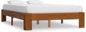 Bedframe Bruin Hout (Incl LW Anti kras Vilt) 140x200 cm - Bed frame met lattenbodem - Tweepersoonsbed Eenpersoonsbed