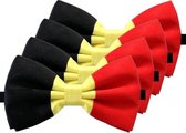 4x Zwart/geel/rood verkleed vlinderstrikjes 12 cm voor dames/heren - Belgie thema verkleedaccessoires/feestartikelen - Vlinderstrikken/vlinderdassen met elastieken sluiting