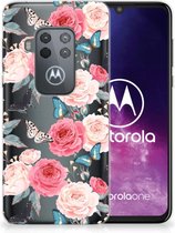 Motorola One Zoom TPU Siliconen Hoesje Butterfly Roses