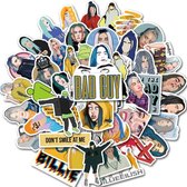 Billie Eilish cartoon sticker mix - voor laptop, gitaar, agenda, mobiel etc - 50 stickers