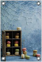 Tuinposter –Macarons in Kastje – 40x60cm Foto op Tuinposter (wanddecoratie voor buiten en binnen)