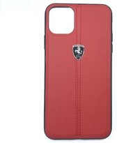 Ferrari Leren Backcase Hoesje iPhone 11 Pro Max - Rood