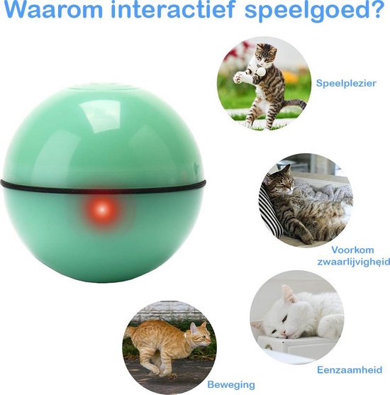 TwinQ Magische Bal Interactief Speelgoed Hond/Kat - Speelgoed Voor Dieren - USB oplaadbaar - Groen - TwinQ