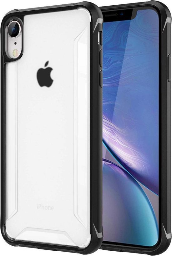 twee weken leef ermee Pompeii Bumper geschikt voor Apple iPhone XR Hoesje Zwart x Transparant -  Shockproof | bol.com