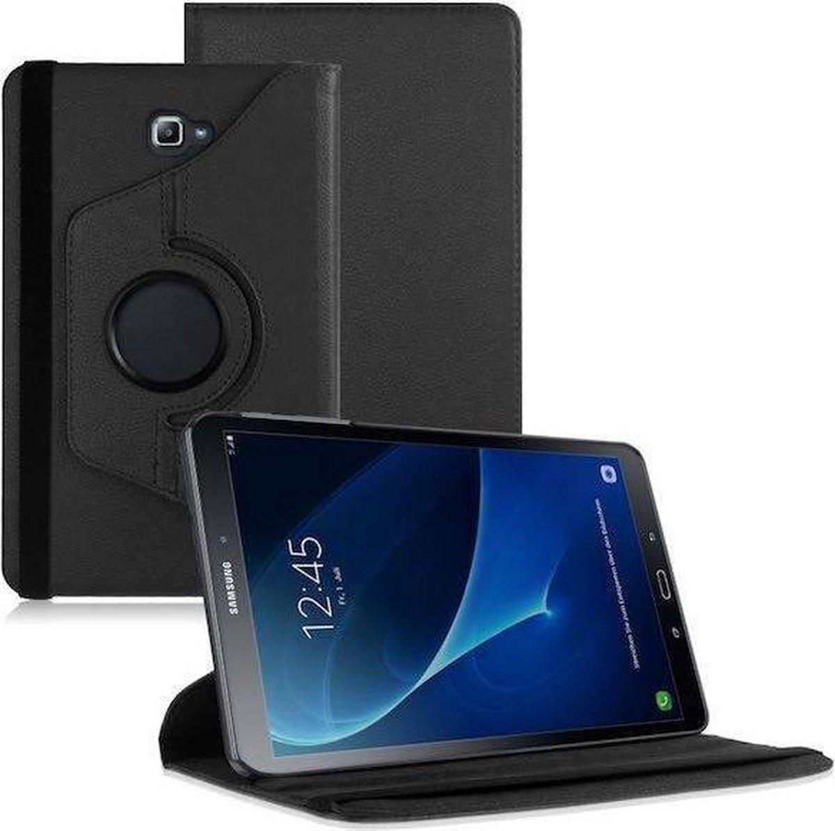 Case2go - Tablet hoes geschikt voor Samsung Galaxy Tab A 10.1 (2016/2018) draaibare hoes Zwart - Case2go