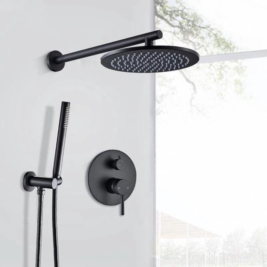 Blackline TS Premium regendoucheset Inbouw Mat zwart Doucheset 20CM