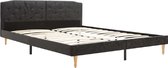 Bedframe Zwart Stof (Incl LW Led klok) 160x200 cm - Bed frame met lattenbodem - Eenpersoonsbed