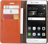 Echt Leren Huawei P9 Lite Bookcase Hoesje Met Pasjes Camel